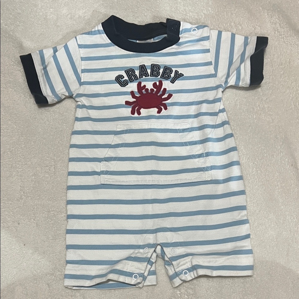 5/$30 Gymboree Striped Baby Romper with Crab Design
